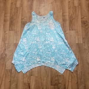 Blue and white striped tank top 2X